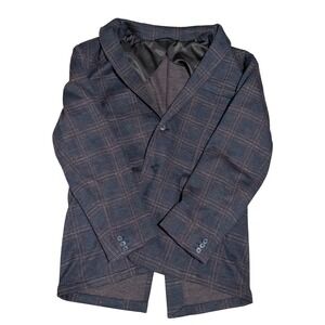 RED Saks Fifth Avenue Mens Modern Preppy Plaid Wool Blend Blazer Sport Coat Sz L